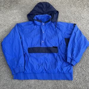 Vintage Black Ice Jacket Mens Large Blue Hooded Ultrex Nylon Anorak Ski 90s